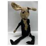 1940s Vintage Rabbit Bottle Cover Doll Cloth Figural Topper Long Ears Suit