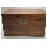 Wooden Storage Chest Box with Hinged Lid Metal Hardware Decorative Trunk