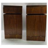 Mid Century Modern Wood Nightstands Pair Floating Drawer Cabinet End Tables