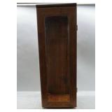 Wood Glass Display Case Cabinet Countertop Curio Box Hinged Door Shelves
