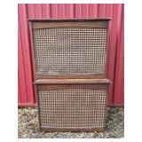 Vintage Record Player Console Stereo Turntable Wicker Front Cabinet