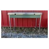 Vintage Metal Top Table Industrial Utility Work Table Steel Frame