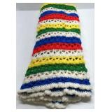 Handmade Crochet Afghan Blanket Multicolor Striped Knit Throw