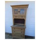 Vintage Wood Hutch Cabinet Desk Drop Front Secretary Drawer Storage