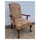 Traditional Upholstered Accent Chair Paisley Fabric Wood Frame Armchair