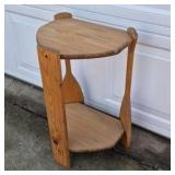 Vintage Wood End Table Paddle Leg Side Table Two Tier Shelf