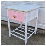 Vintage Wood Nightstand Side Table Single Drawer Lower Rack Shelf