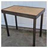 Industrial Metal Work Table Heavy Duty Steel Frame Wood Top