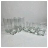 8 Pc Clear Glass Drinkware Set Tall Highball & Square Rocks Glasses