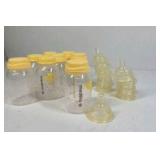 Medela Breast Milk Storage Bottles with Lids & Silicone Nipples Lot