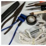 Lot of Hand Tools Screwdrivers Pliers Files Knife Flashlight Tool Box