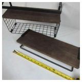 Wall Mounted Wood Shelf Set with Metal Frame Rustic Style