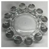 Vintage Clear Glass Ashtray Bubble Rim Round Design