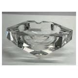 Vintage Cut Crystal Glass Ashtray Faceted Heavy Geometric Design