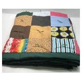 Handmade Patchwork Quilt Blanket Multicolor Tie Quilt Square Pattern Throw