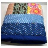 Handmade Patchwork Quilt Blanket Multicolor Floral Geometric Tie Quilt Throw