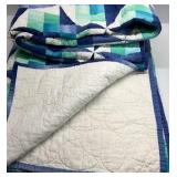 Patchwork Quilt Blue Green Star Pattern Geometric Blanket Throw