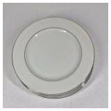 White Porcelain Dinner Plates Platinum Rim Classic Tableware Set