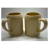 Kronenbourg Ceramic Beer Steins Lot of 2 Vintage Barware Mugs France