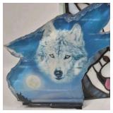 Stained Glass Wolf Art Panel Lot of Decor Suncatcher Frame