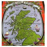 The Lochs of Scotland Tartan Map Cloth Scottish Highlands Loch Map Print Textile