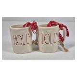 Christmas Holiday Mug Assortment Rae Dunn Jolly Holly Santa Face Red Green Ceramic Cups