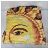 Celestial Sun Face Blanket, 8 ft x 8 ft, Yellow Blue Cosmic Design