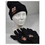 Tony Stewart #20 Home Depot Beanie Hat Gloves Set Black NASCAR Winter Knit