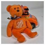 Ty Beanie Baby Home Depot Bear NASCAR Toy Car Orange Racing Collectibles