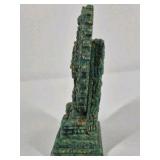 Aztec Mayan Calendar Stone Sculpture Green Patina Decorative Statue