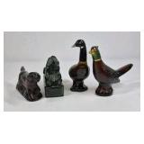 Avon Glass Animal Perfume Bottle Lot Duck Goose Lion Dog Figural Collectibles