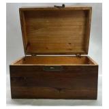 Wooden Storage Chest Box with Hinged Lid Metal Hardware Decorative Trunk