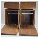 Mid Century Modern Wood Nightstands Pair Floating Drawer Cabinet End Tables