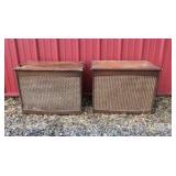 Vintage Record Player Console Stereo Turntable Wicker Front Cabinet