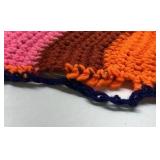 Handmade Crochet Afghan Blanket Chevron Stripe Multicolor Knit Throw