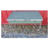 Vintage Metal Top Table Industrial Utility Work Table Steel Frame