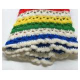 Handmade Crochet Afghan Blanket Multicolor Striped Knit Throw