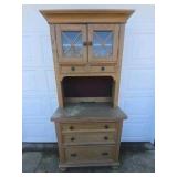 Vintage Wood Hutch Cabinet Desk Drop Front Secretary Drawer Storage