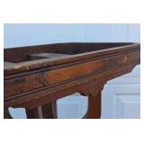 Vintage Wood Plant Stand Table Carved Pedestal Square Top Base