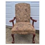 Traditional Upholstered Accent Chair Paisley Fabric Wood Frame Armchair