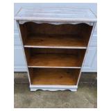 Vintage Wood Bookcase Distressed White Open Shelf Cabinet Farmhouse Display
