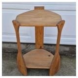 Vintage Wood End Table Paddle Leg Side Table Two Tier Shelf