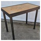 Industrial Metal Work Table Heavy Duty Steel Frame Wood Top