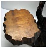 Vintage Hand Carved Wood Plant Stand Tiered Carved Edge Root Base Display Table