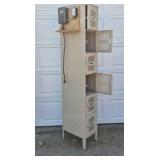 Vintage Metal Locker Cabinet 6 Door Industrial Storage School Gym Style