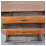 Mid Century Modern Nightstands Pair Walnut 3 Drawer End Tables Vintage Style