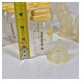 Medela Breast Milk Storage Bottles with Lids & Silicone Nipples Lot