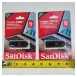 SanDisk Cruzer Glide 32GB USB Flash Drive Lot of 2 USB 2.0
