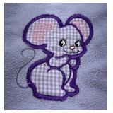 Handmade Baby Quilt Mouse Embroidery Patchwork Pastel Crib Blanket