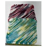 Handmade Knit Dishcloths Lot of 4 Multicolor Cotton Washcloth Kitchen Cloth Set
